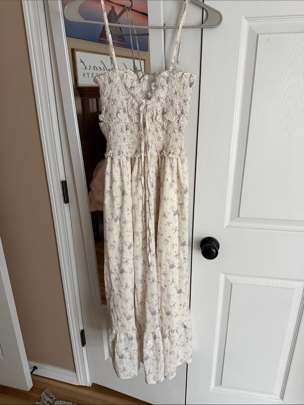 Dorothy Perkins Cream Maxi Dress with Lavender Floral Pattern